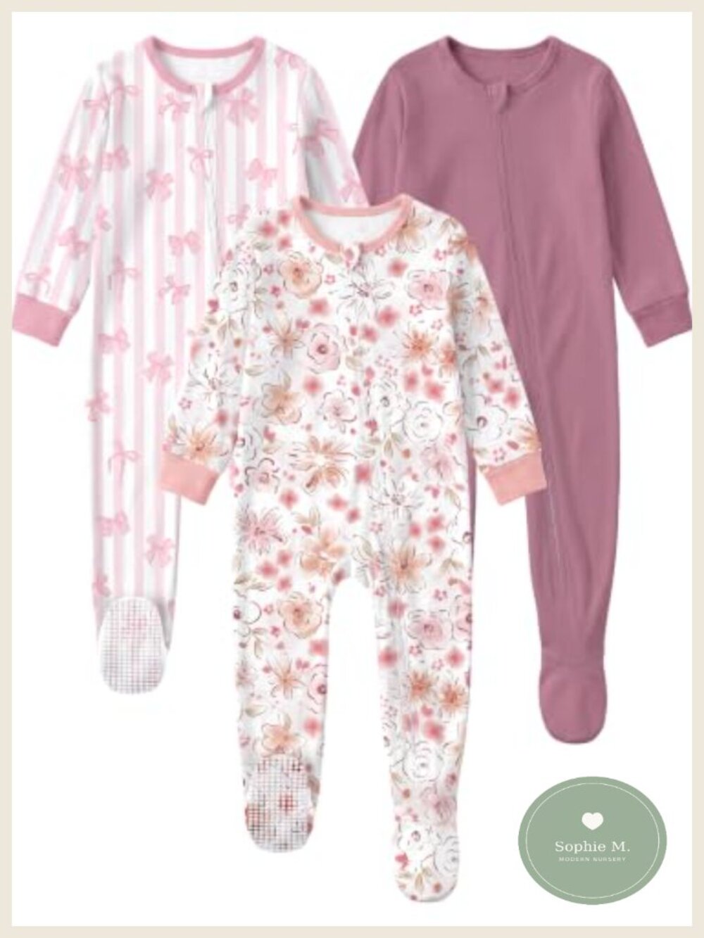 100% Organic Cotton Toddler Footie Pajamas 2-Way Zip Anti-Slip Unisex